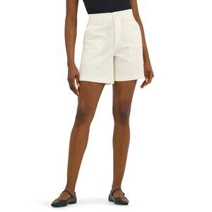 New Women's Lee Mid Rise Comfort Waist Utility Shorts Ecru 6" Inseam
